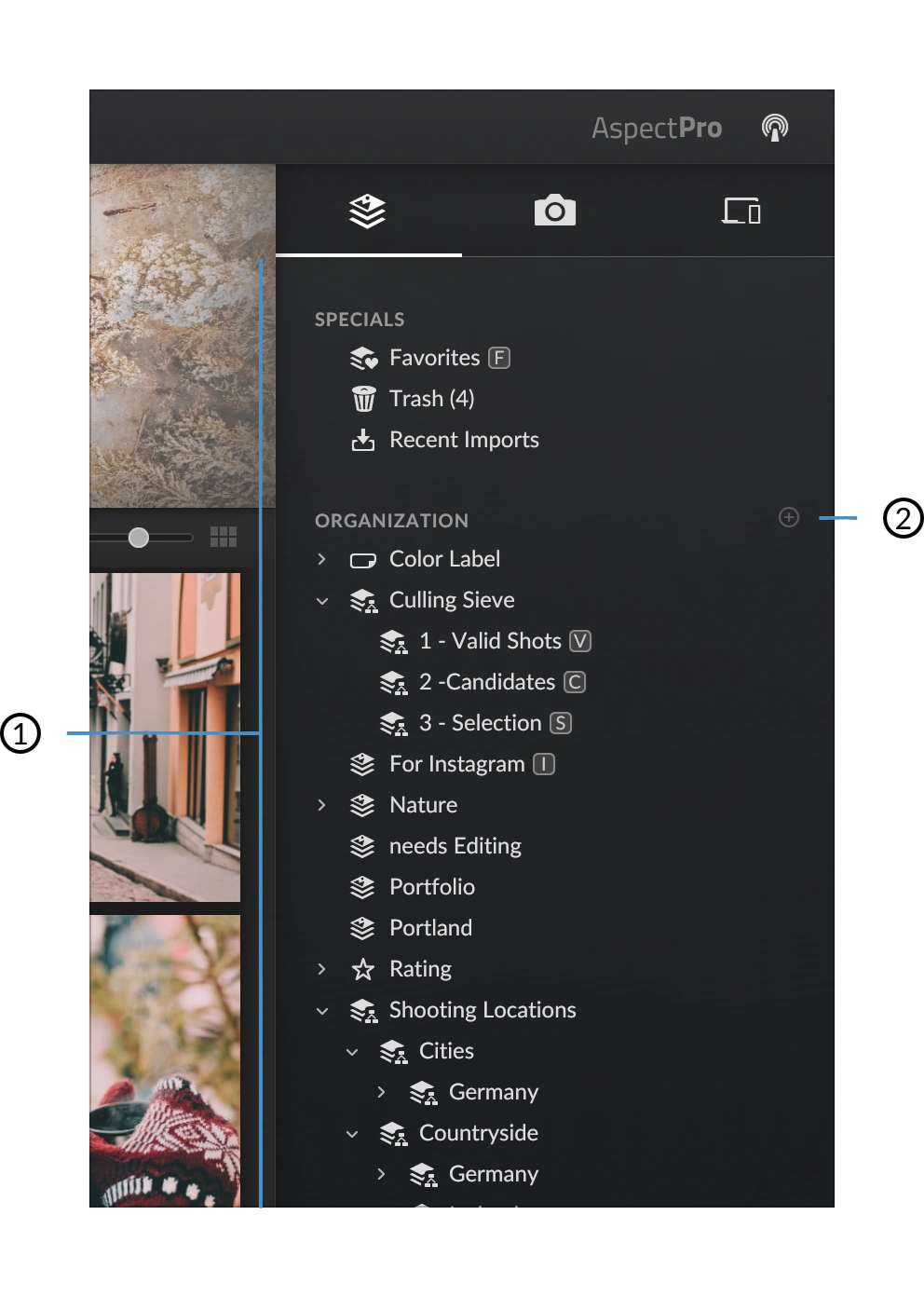 Collection pane